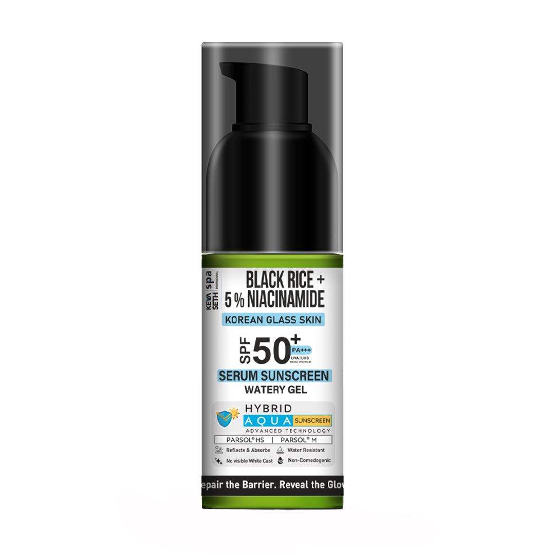 【Keya Seth】 Korean Glass Skin Hybrid Aqua Serum Sunscreen SPF 50 PA+++ (Black Rice & 5% Niacinamide)｜コリアン グラススキン ハイブリッド アクアセラム サンスクリーン SPF50 PA+++（黒米・ナイアシンアミド 5%）｜50ml
