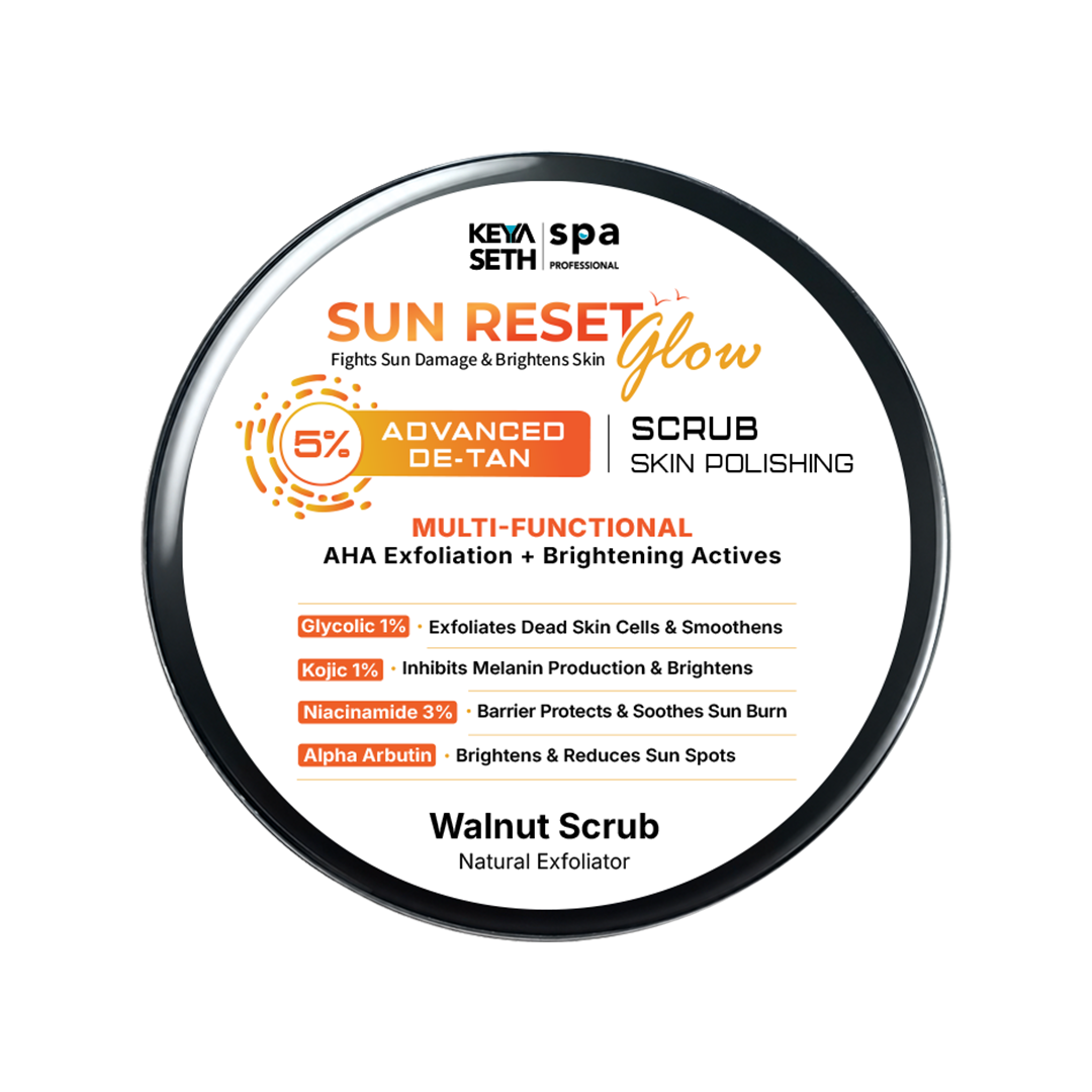 【Keya Seth】 5% Advance De-Tan Sun Reset Glow Skin Polishing Scrub｜サンリセット グロウ デタン スキンポリッシング スクラブ（クルミ殻・グリコール酸 1%・コウジ酸 1%・ナイアシンアミド 3%）｜150ml