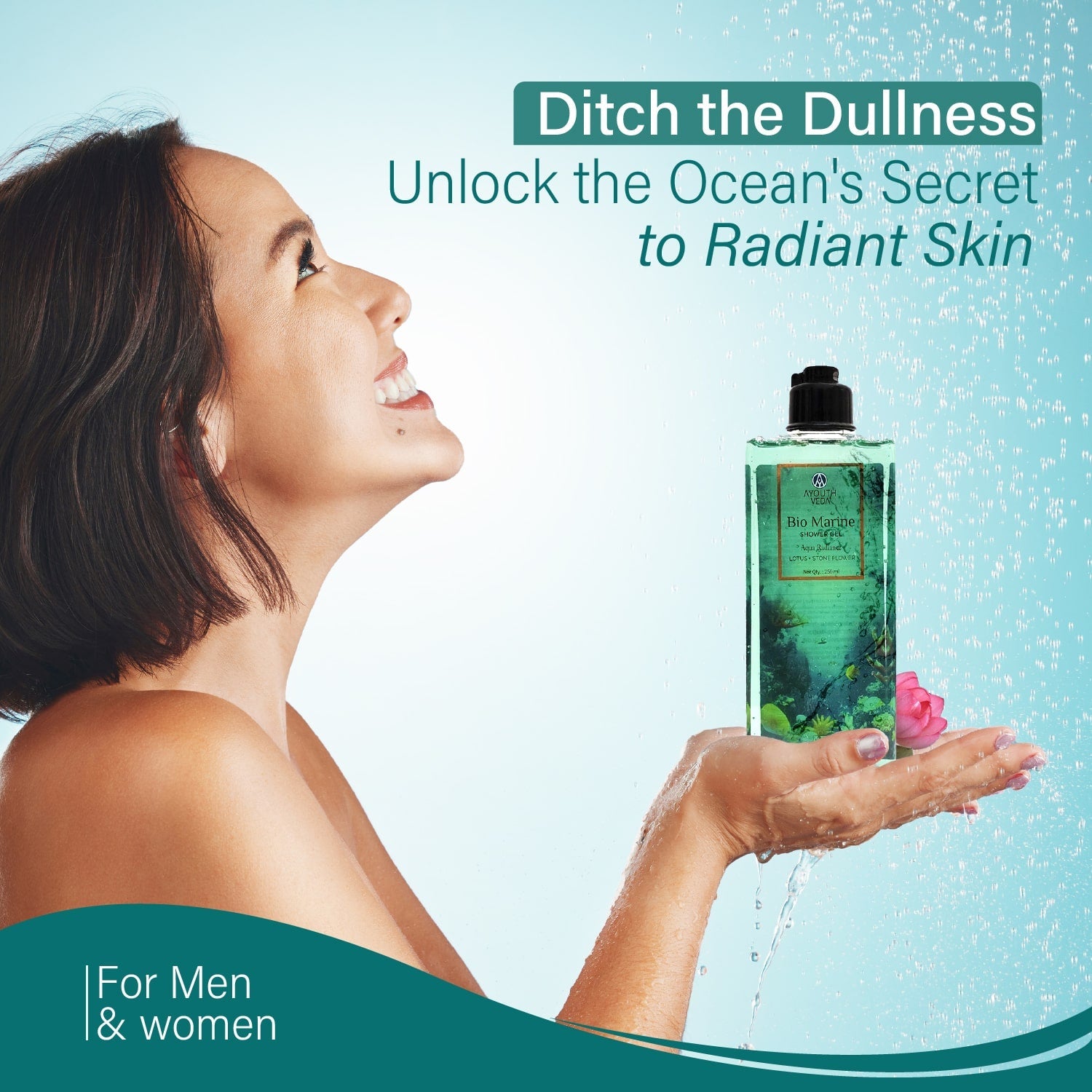 Bio Marine Shower Gel for Men & Women | Enriched with Lotus, Stone Flower & Water Chestnut | Detoxifies, Moisturizes & Rejuvenates | (250 ml) 250ml