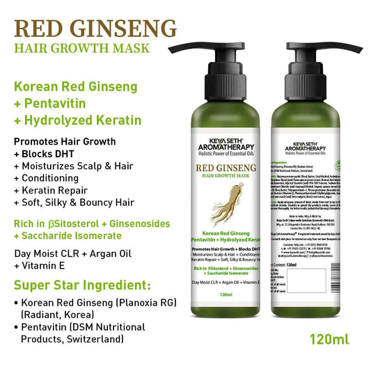 Korean Red Ginseng Hair Growth Mask – Blocks DHT with Day Moist CLR, Argan Oil & Vitamin E for Deep Moisturizing & Conditioning, Keratin Repair 120ml
