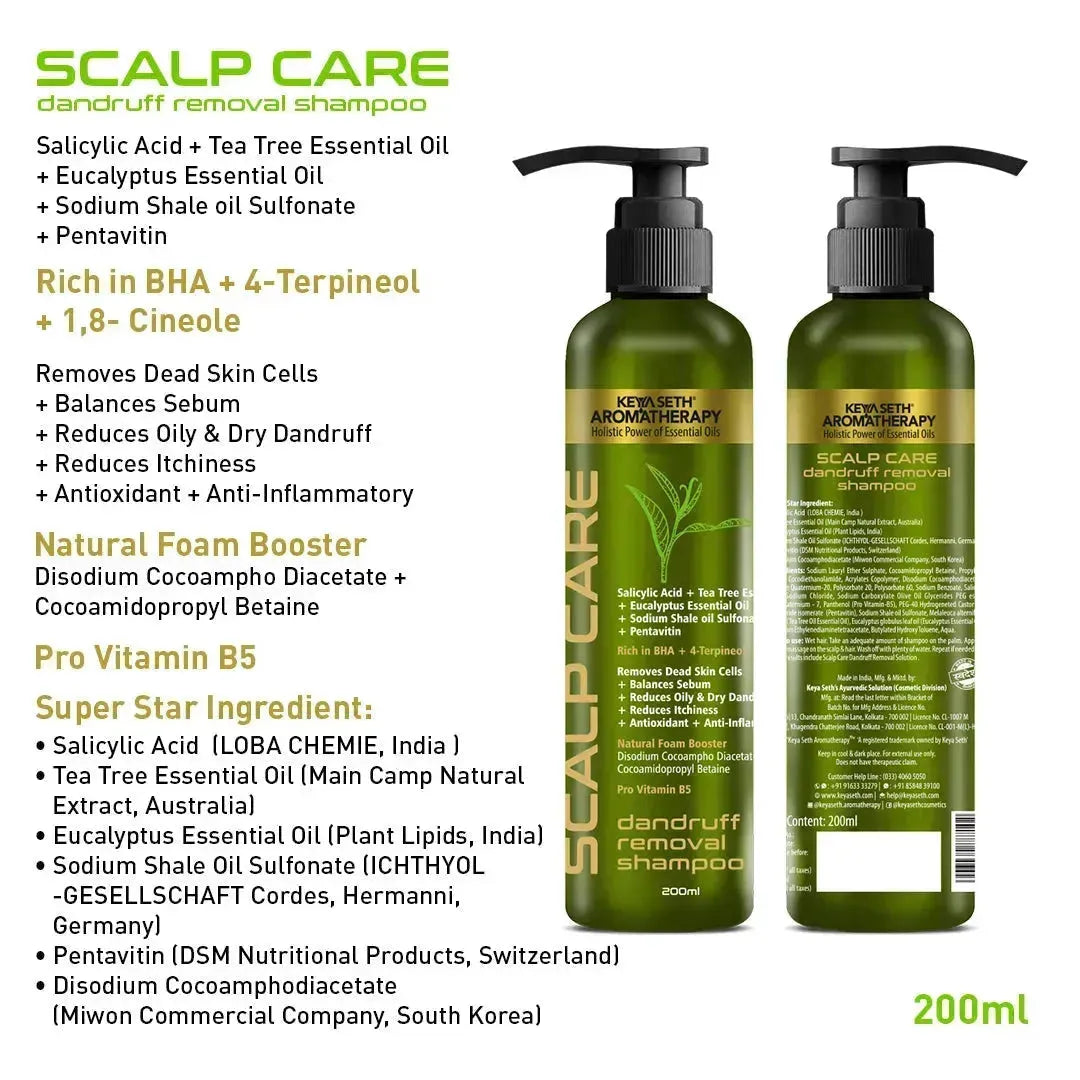 Scalp care Dandruff Removal Shampoo with Salicylic Acid, Tea Tree & Eucalyptus Oil –Reduces Dandruff & Flakes, Soothes Itchy scalp & Nourishes Hair 200ml