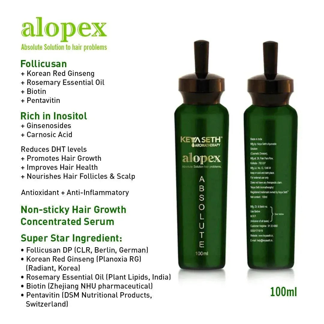 Alopex Absolute, for Acute Hair Fall & Hair Growth Water Based Solution Enriched with Korean Red Ginseng Vitamin H (Biotin) & Vitamin E, B3 & B5 100ml x 3