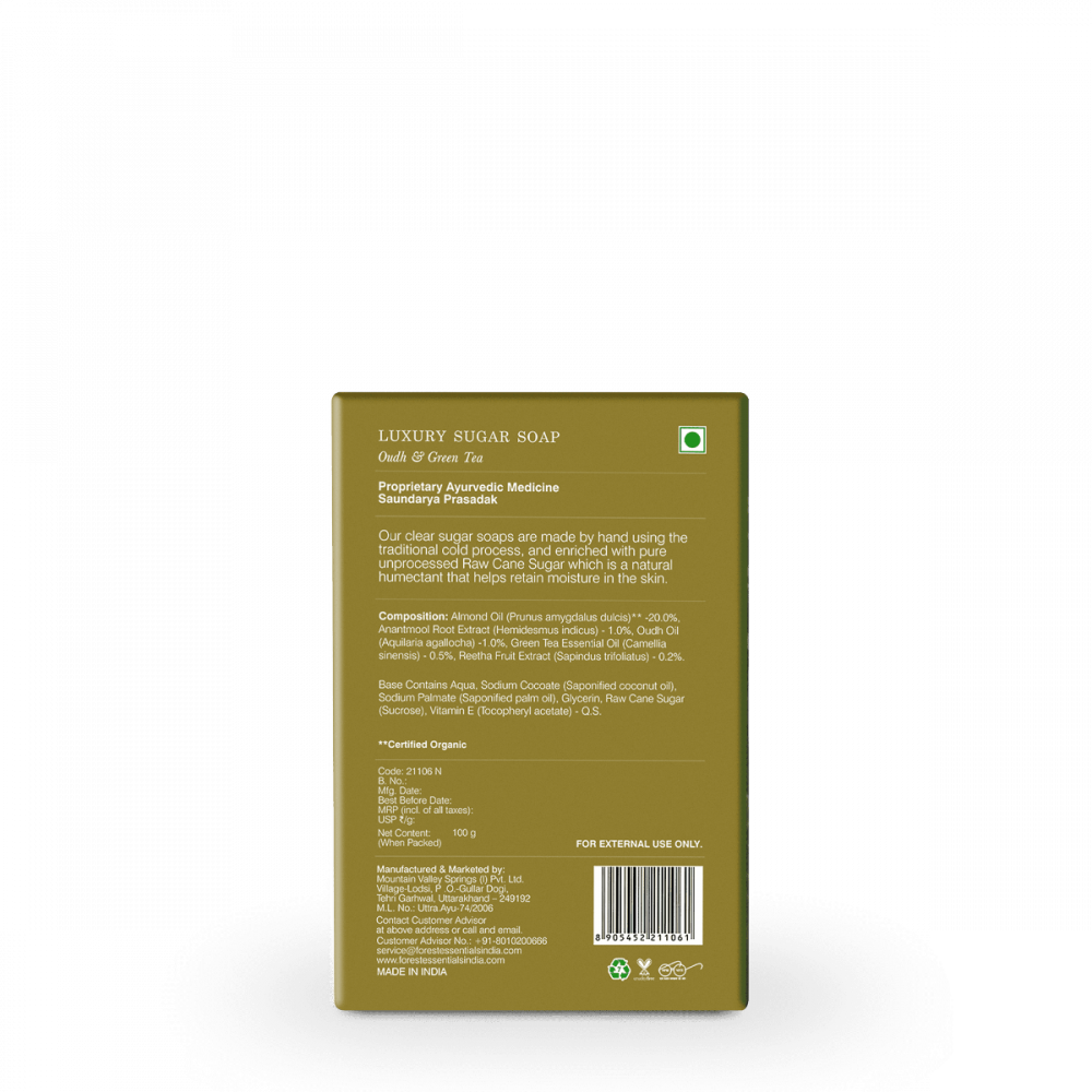 Luxury Sugar Soap Oudh & Green Tea 100g