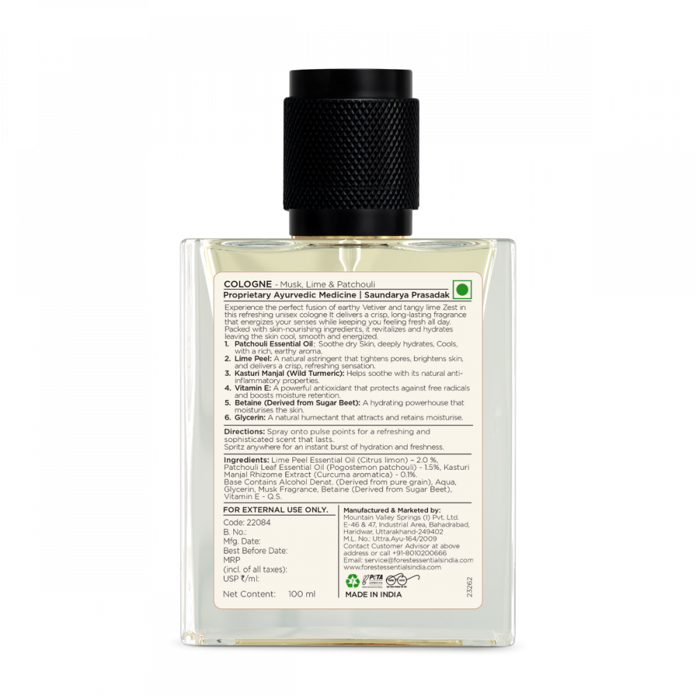 Cologne - Musk, Lime & Patchouli 100ml