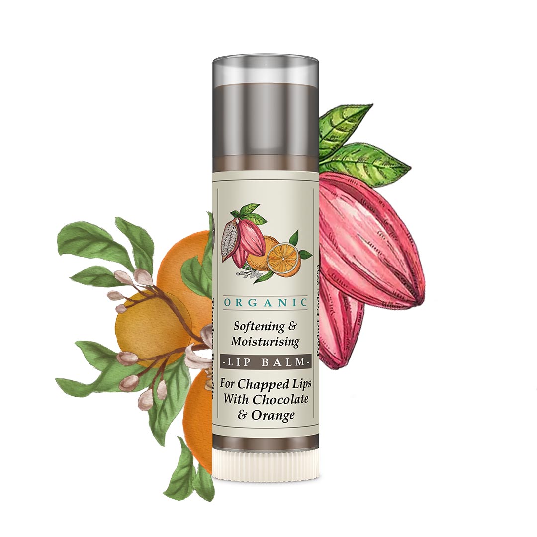 Organic Softening & Moisturising Lip Balm for Chapped Lips Chocolate & Orange 5g