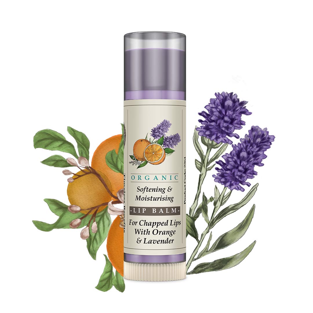 Organic Softening & Moisturising Lip Balm for Chapped Lips Orange & Lavender 5g