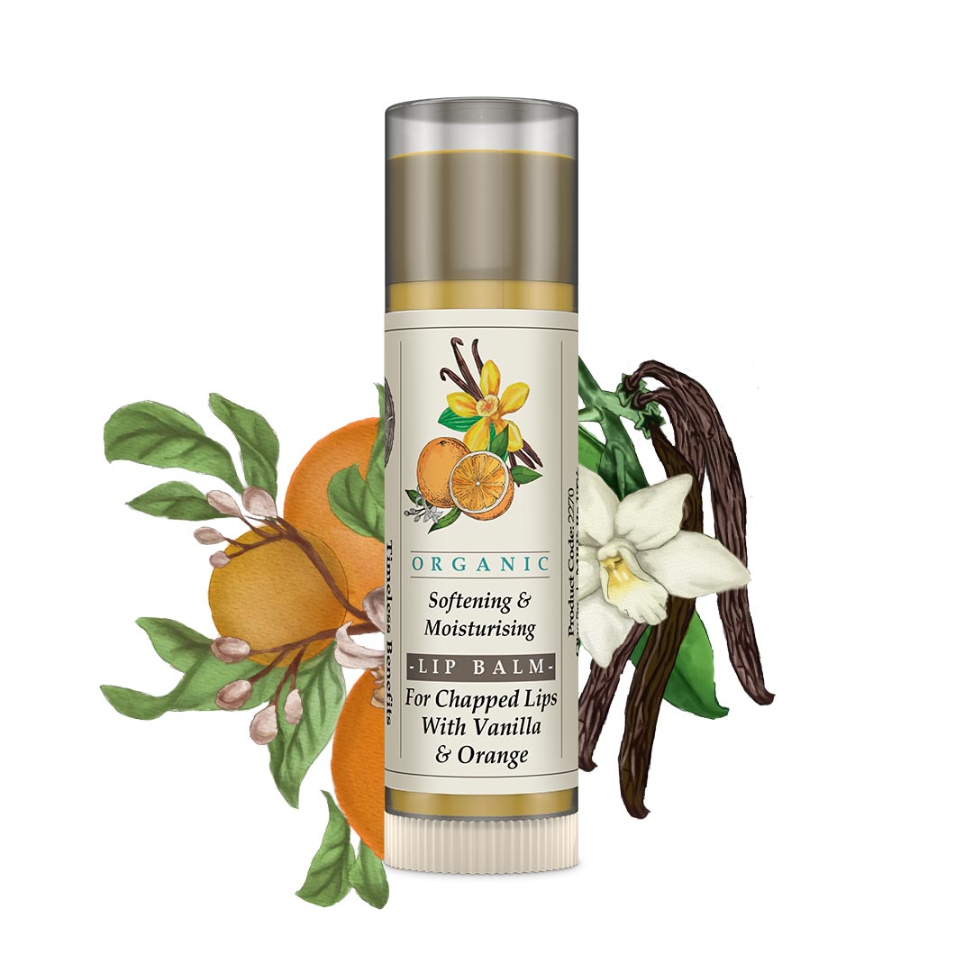 Organic Softening & Moisturising Lip Balm for Chapped Lips Orange & Vanilla 5g