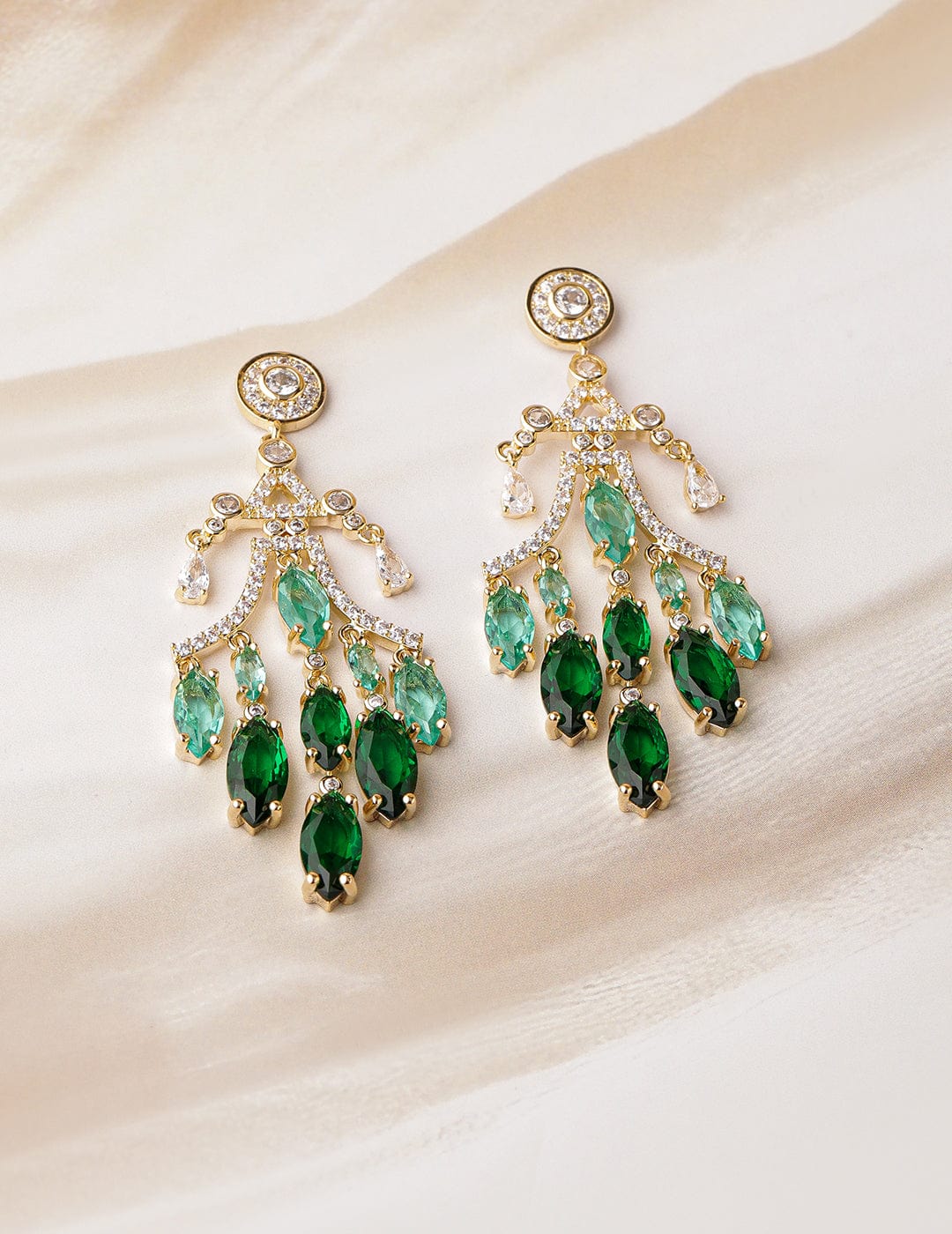 Statement Chandelier American Diamond Zirconia Danglers Gold