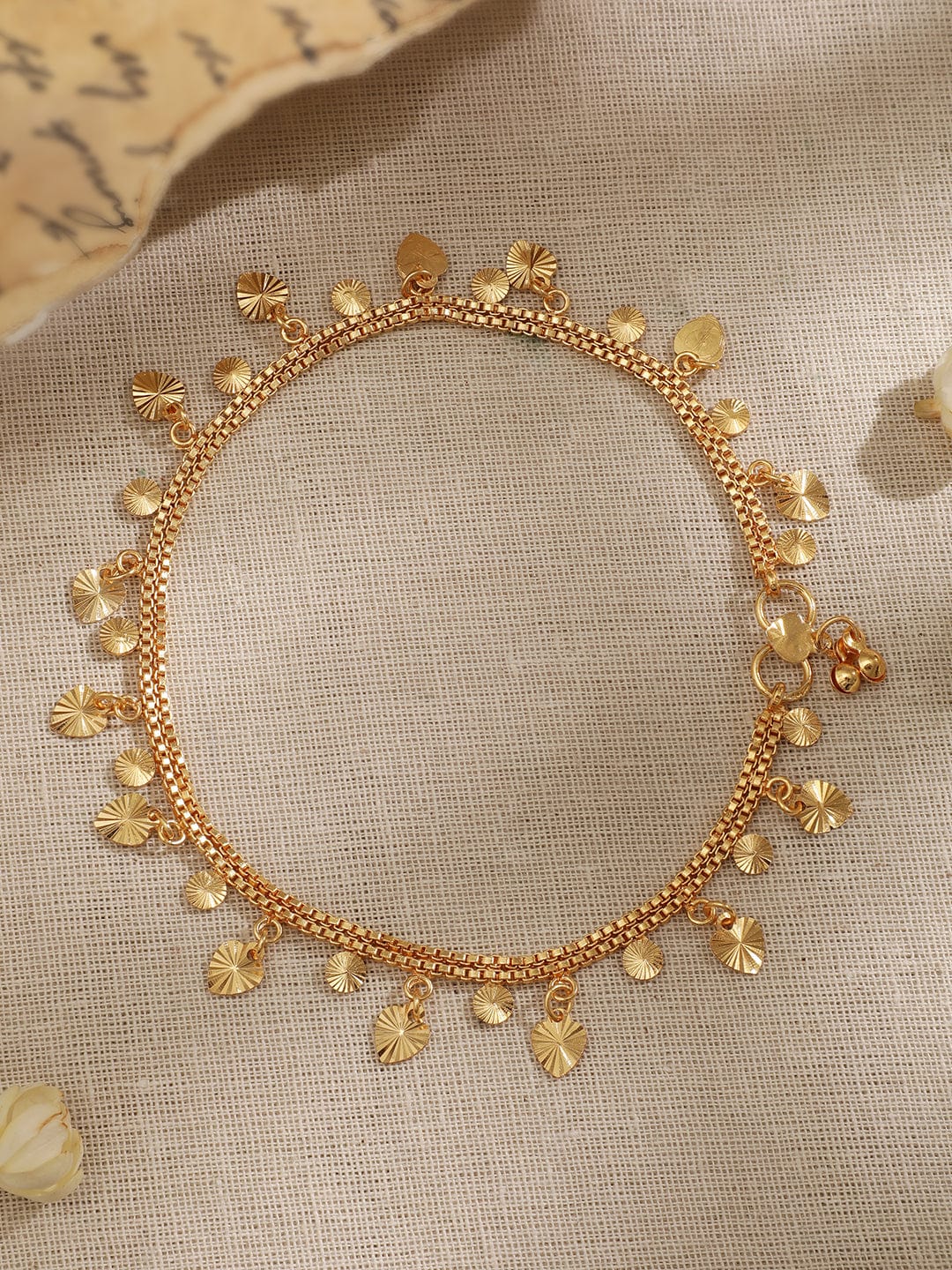 Rubans 22K Gold-Plated Linked Chain Anklet Timeless Elegance for Your Ankles Gold