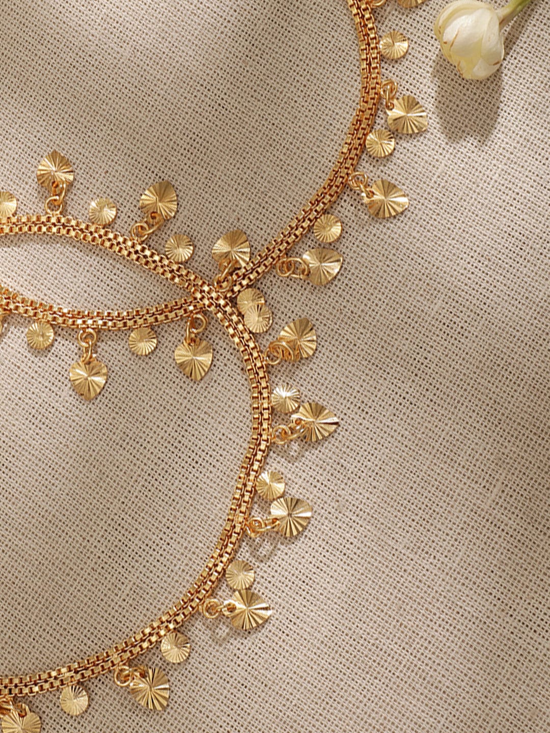 Rubans 22K Gold-Plated Linked Chain Anklet Timeless Elegance for Your Ankles Gold
