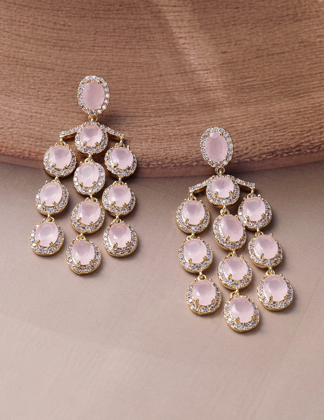 Ivory Glam White Stone Danglers Gold