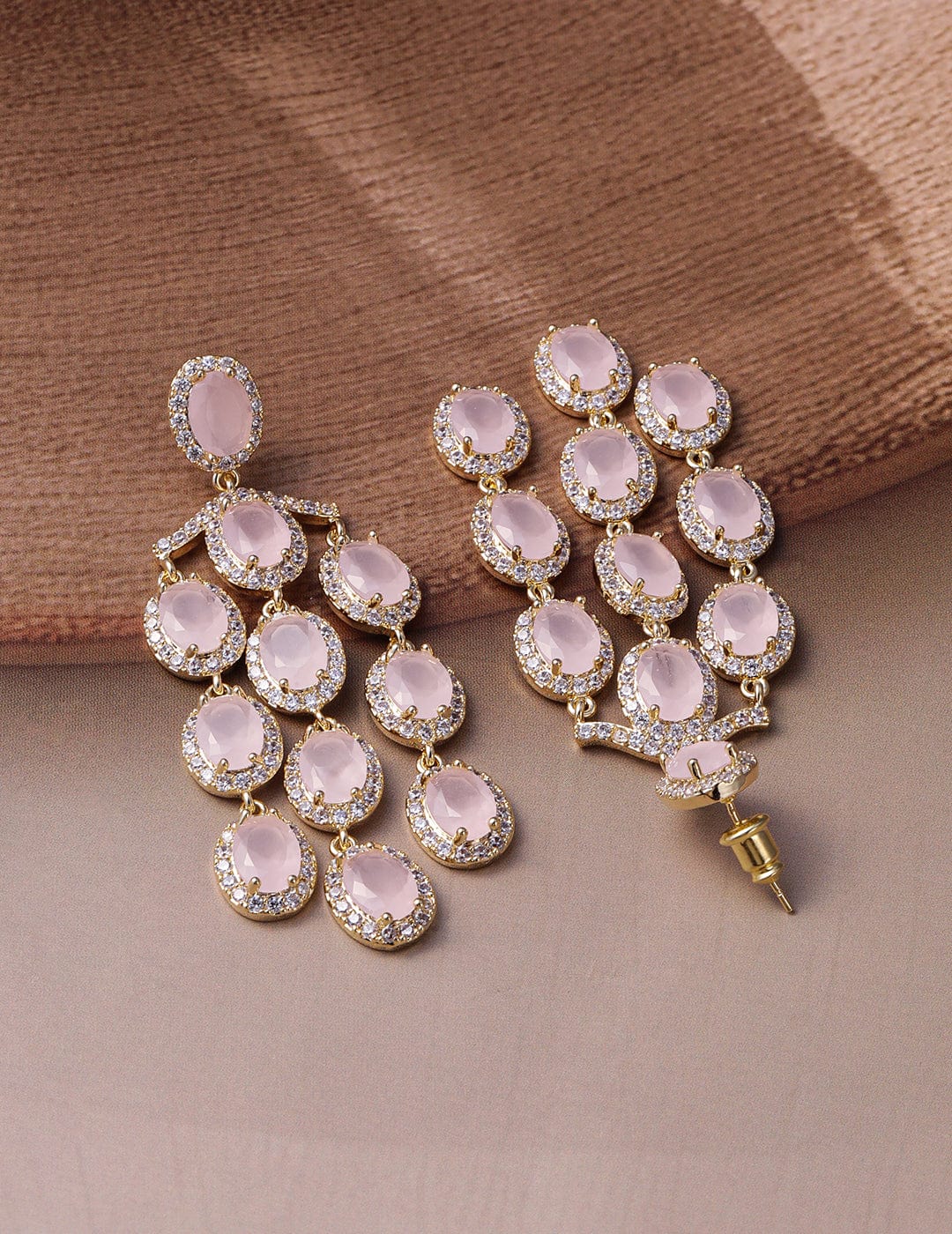 Ivory Glam White Stone Danglers Gold
