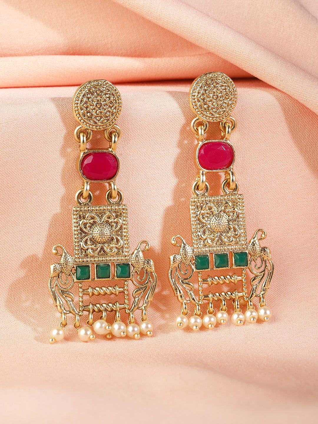 Vivid Muse American Diamond Zirconia Dangler Earrings Gold