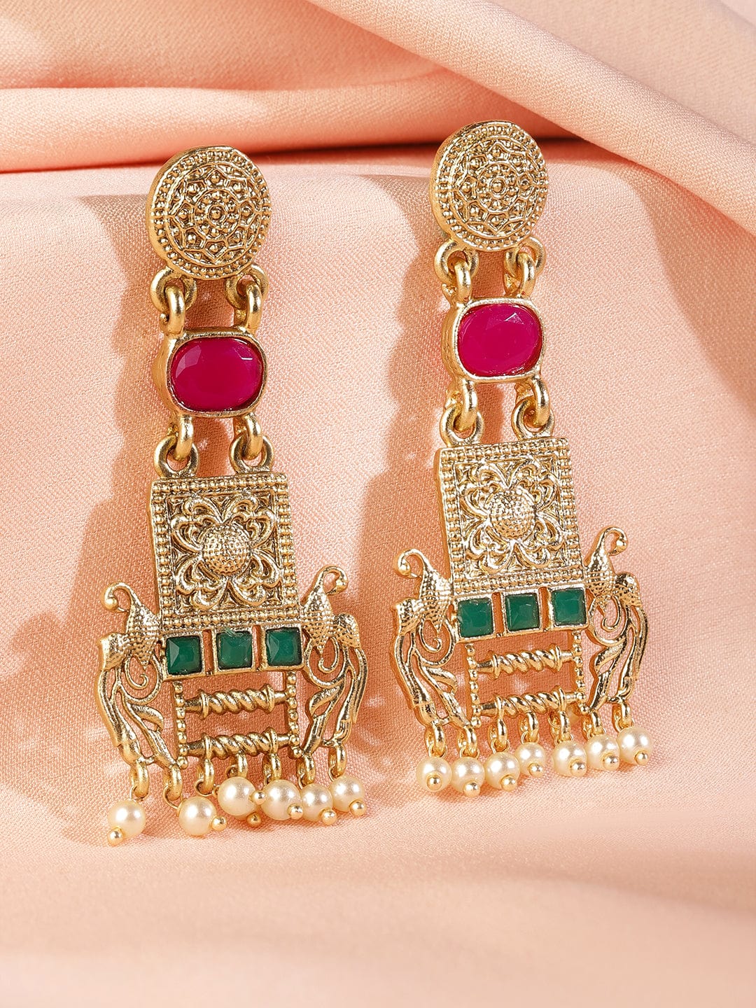 Vivid Muse American Diamond Zirconia Dangler Earrings Gold