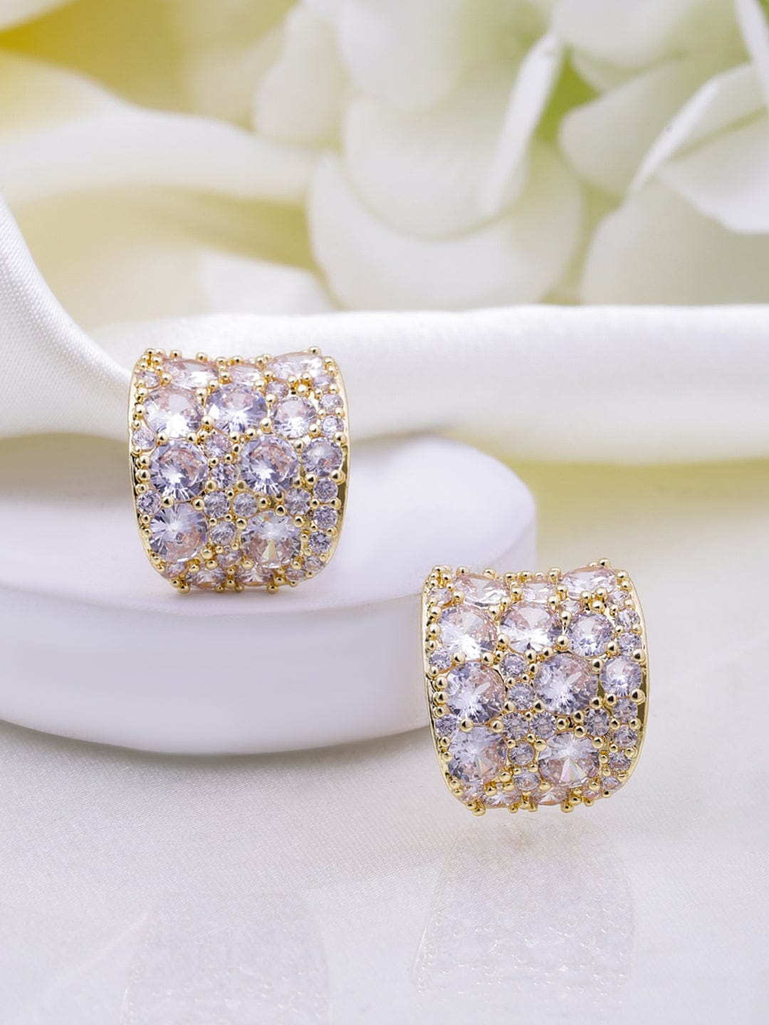 Prism Loop Golden American Diamond Zirconia Hoops Silver