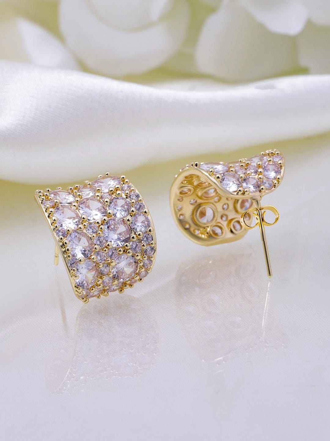 Prism Loop Golden American Diamond Zirconia Hoops Silver