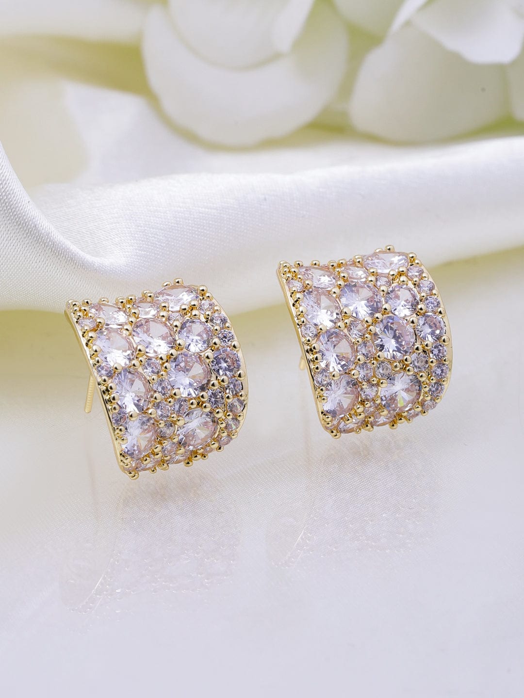 Prism Loop Golden American Diamond Zirconia Hoops Silver
