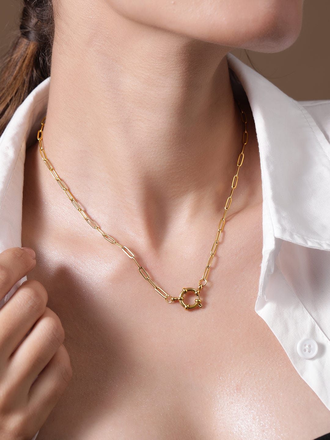 Brilliant Loop Gold Plated Necklace Gold