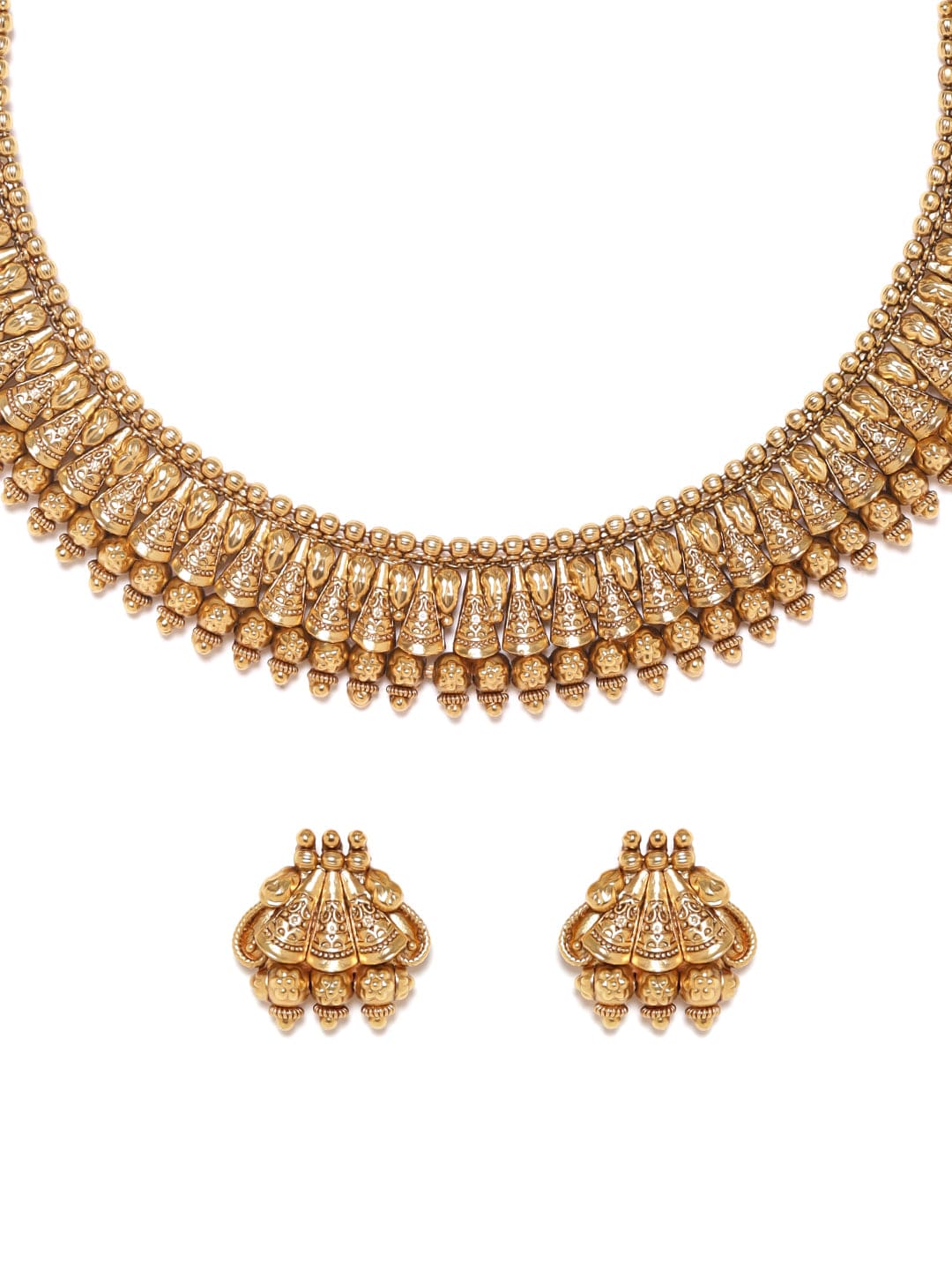 Short Golden Temple Necklace Set Gold