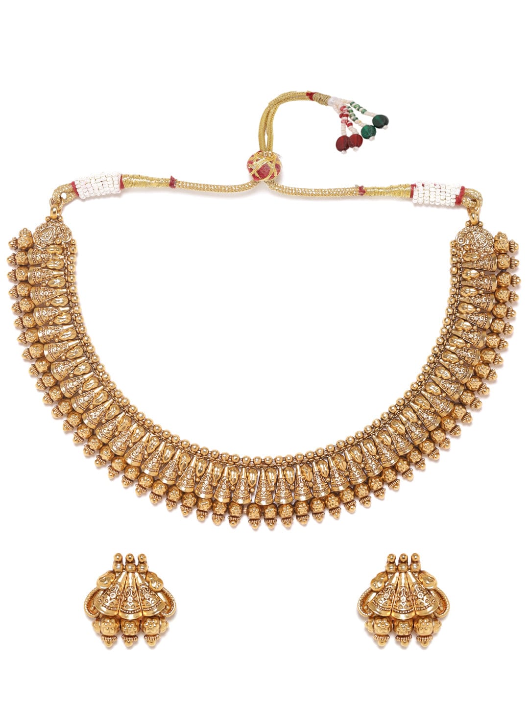 Short Golden Temple Necklace Set Gold