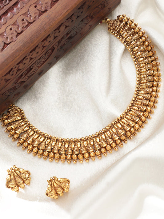 Short Golden Temple Necklace Set Gold