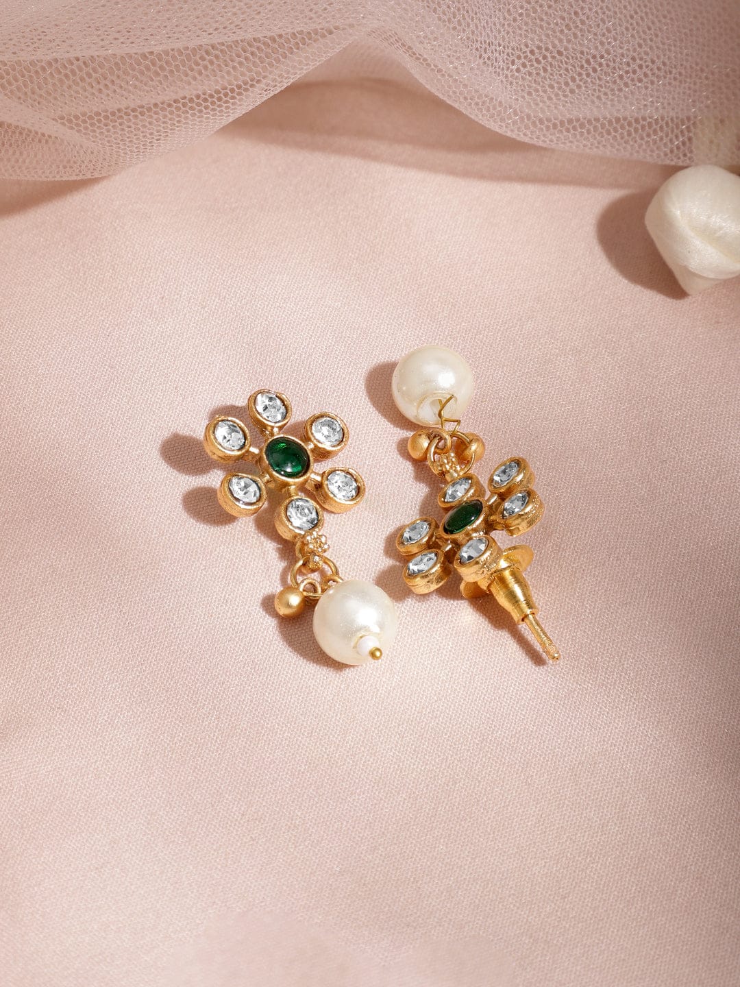 Radiant Green Kundan Pearl Necklace Set Green