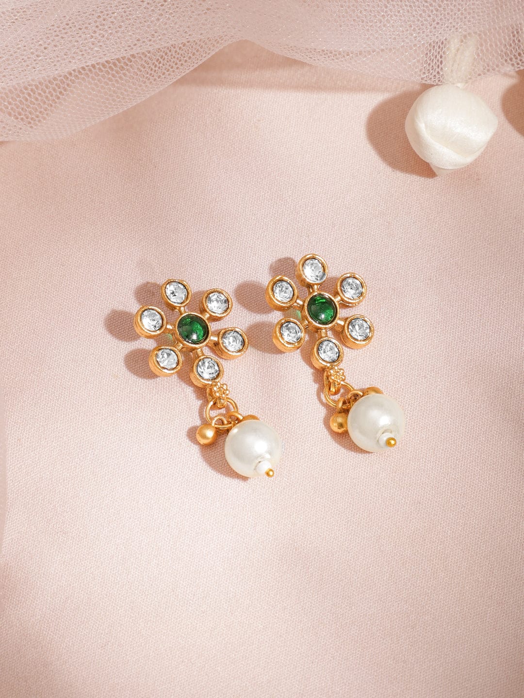 Radiant Green Kundan Pearl Necklace Set Green