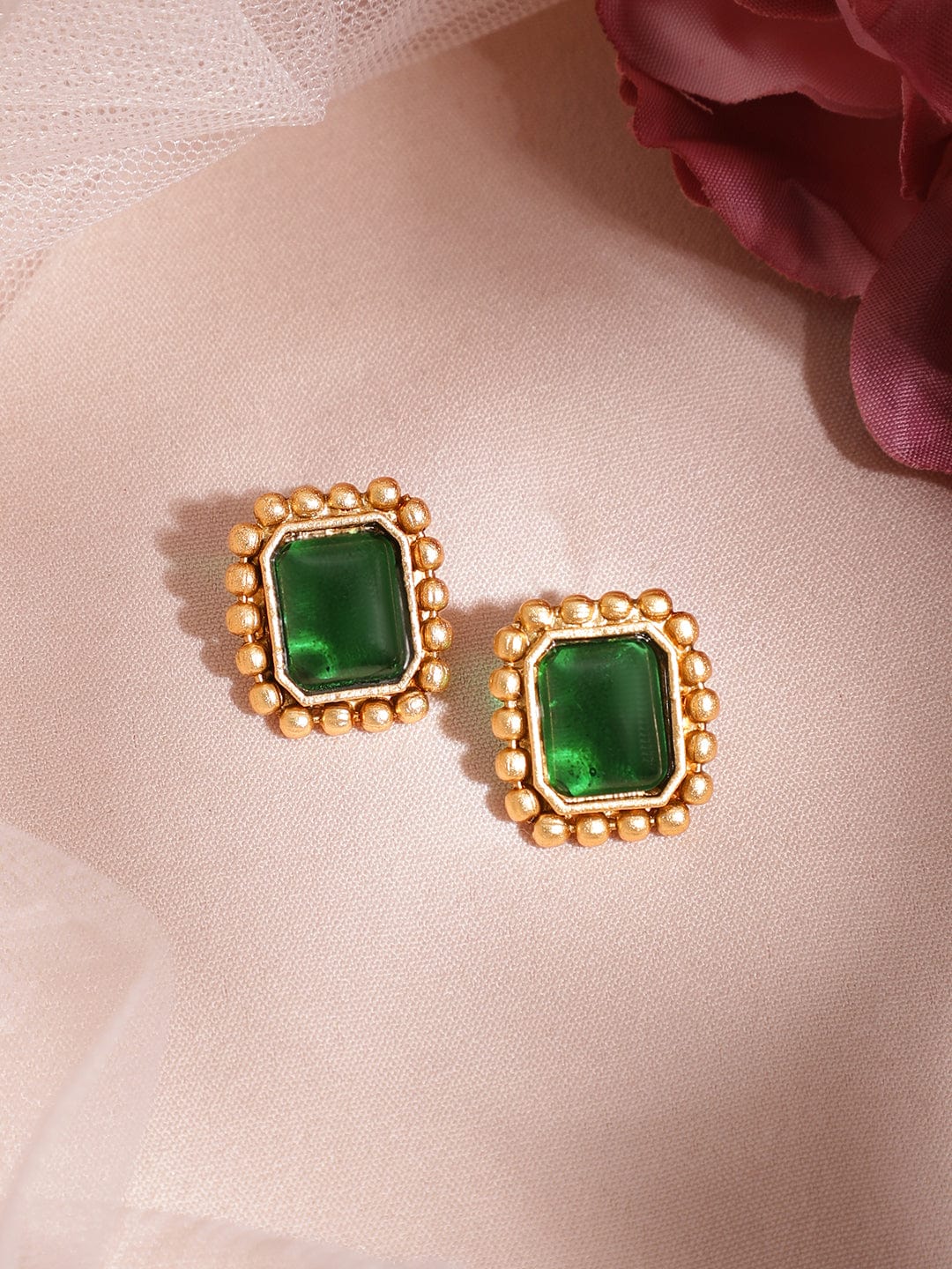 Timeless Green Gold Plated Short Necklace Set Gold