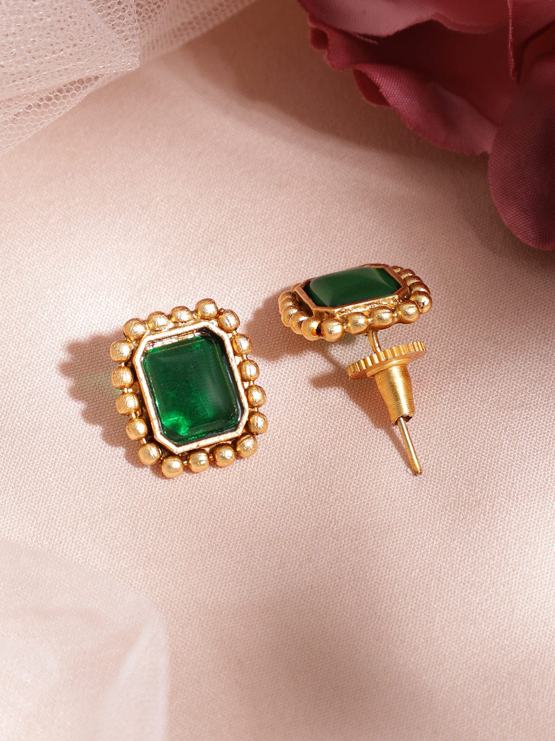 Timeless Green Gold Plated Short Necklace Set Gold