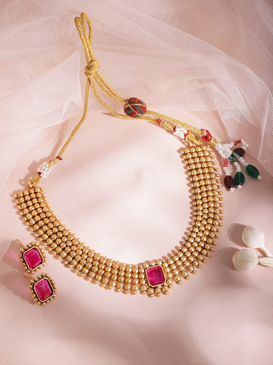 Chic Red Gold Plated Short Necklace Set Gold