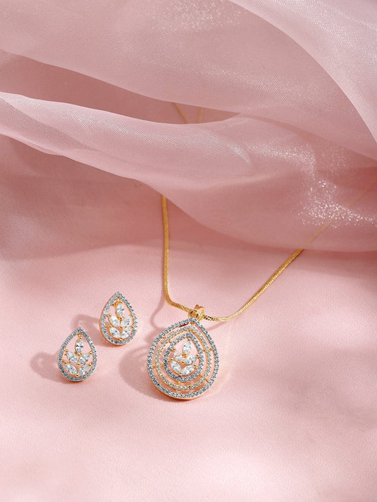 Gold Necklace Set with American Diamond Zirconia Gold