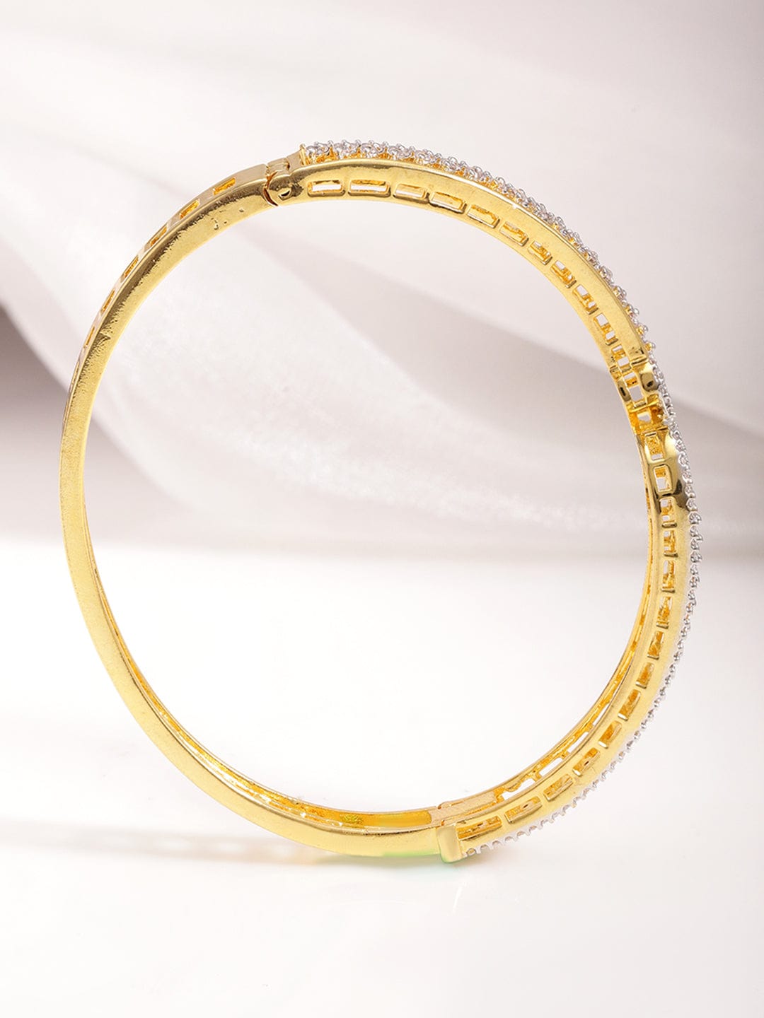 22KT Gold Plated Cubic Zirconia Stylish Slip On Bracelets Gold