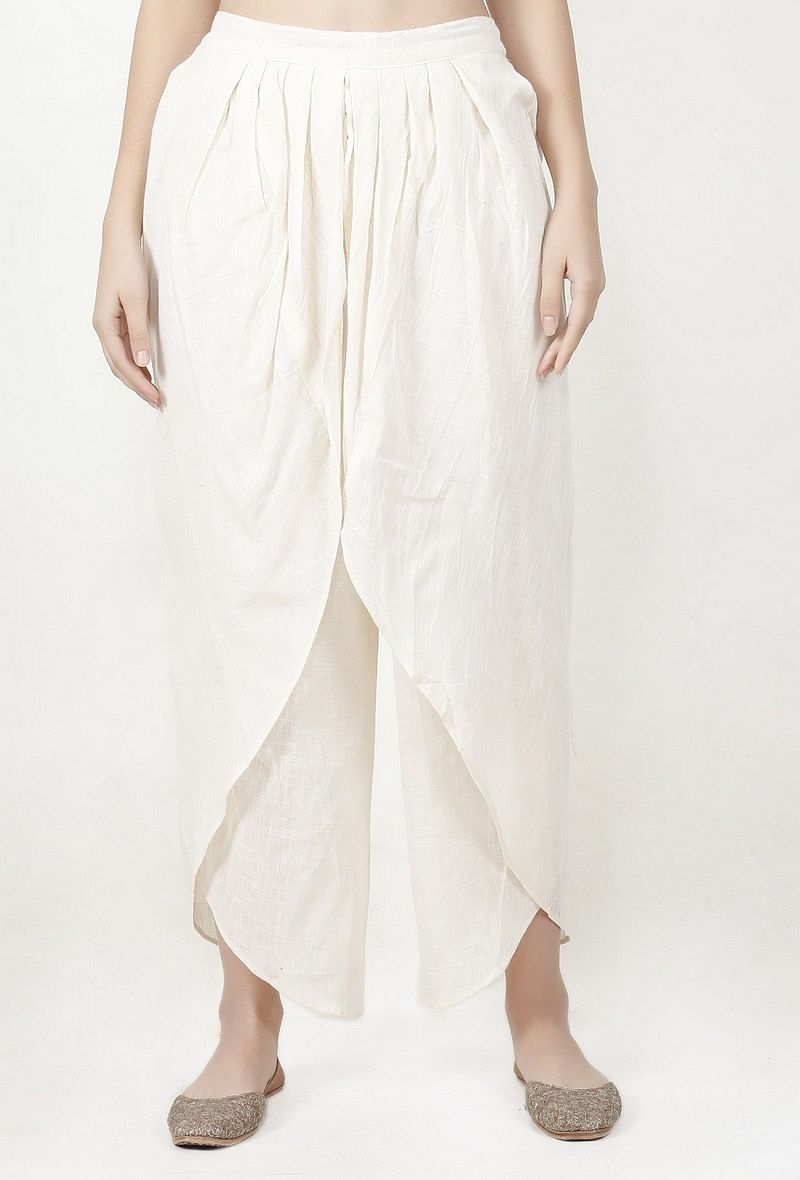 Ivory Cotton Slub Short Kurta With Dhoti サイズ XS