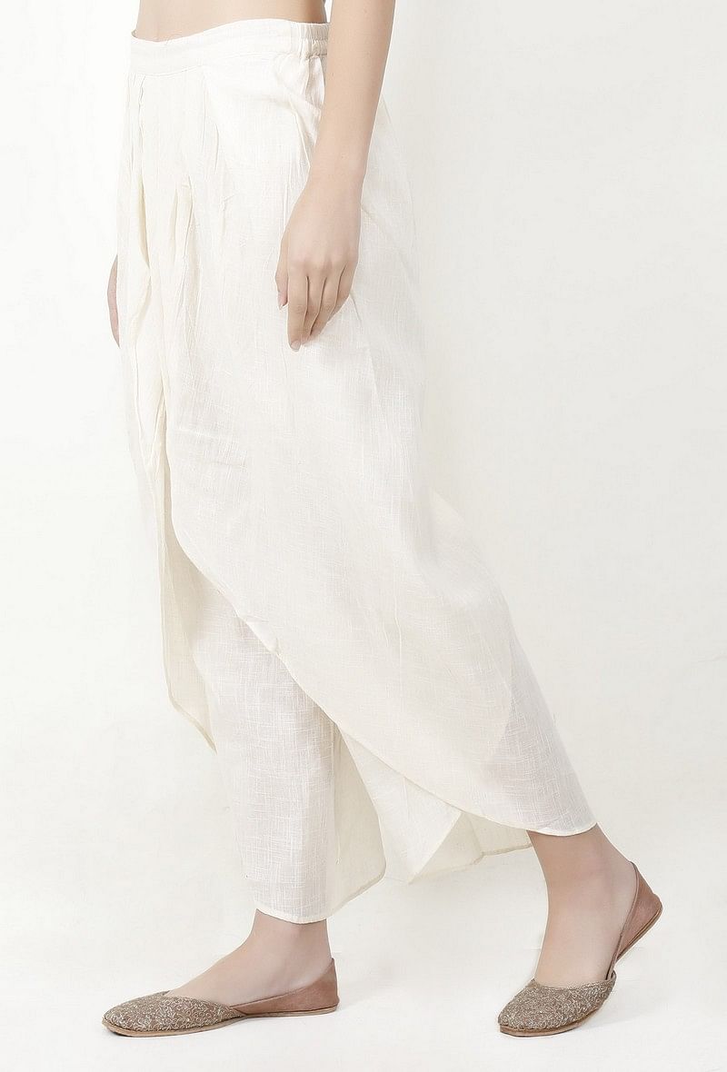Ivory Cotton Slub Short Kurta With Dhoti サイズ XS