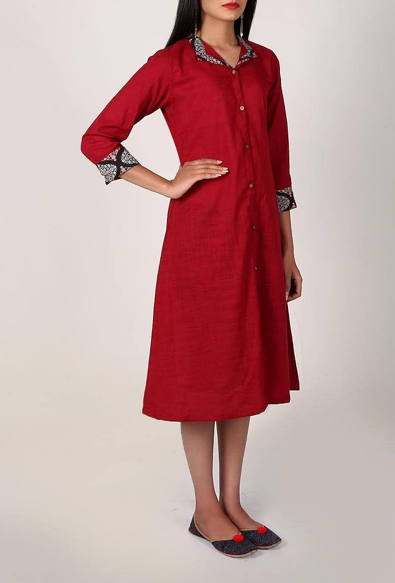 Red Ajrakh Shirt Jacket サイズ XS