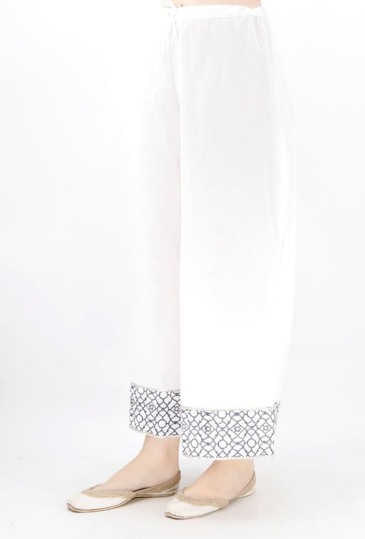Navy Blue Geometric Handblocked Gota Work Cotton Palazzo サイズ XS