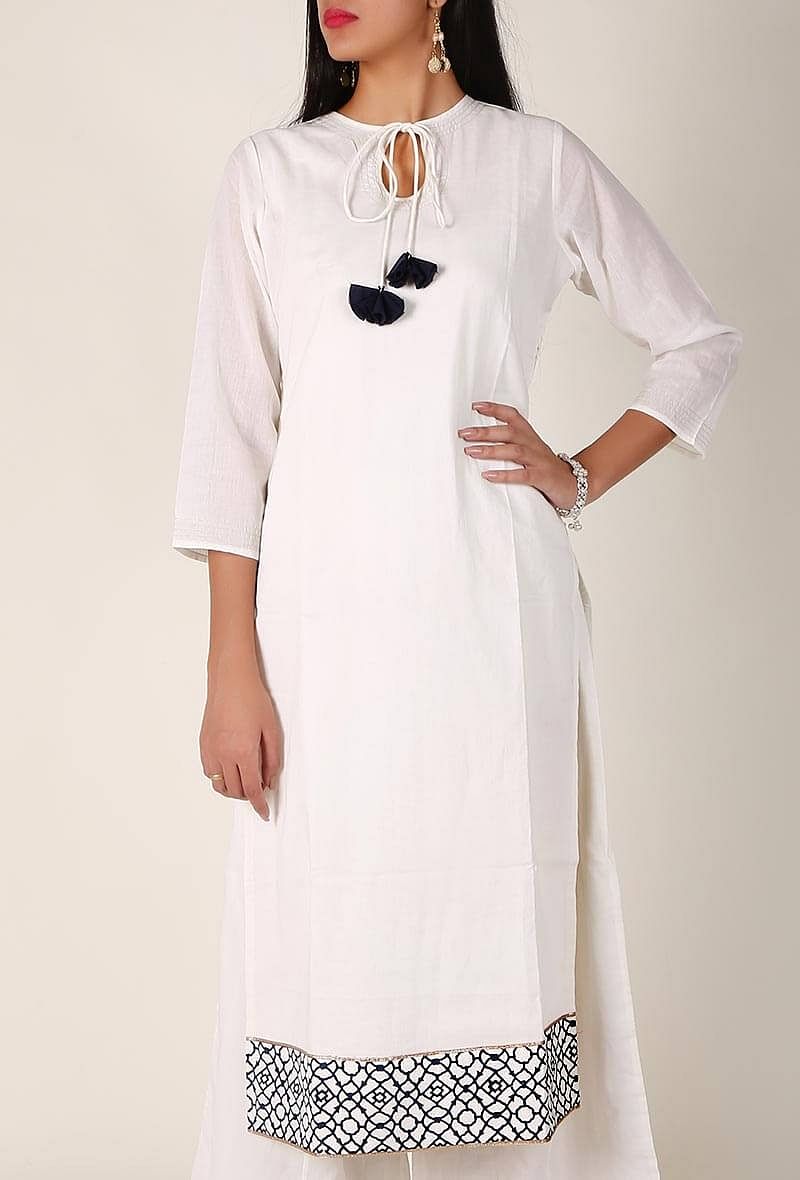 Black Handblocked Gota Work Cotton Kurta サイズ XXL