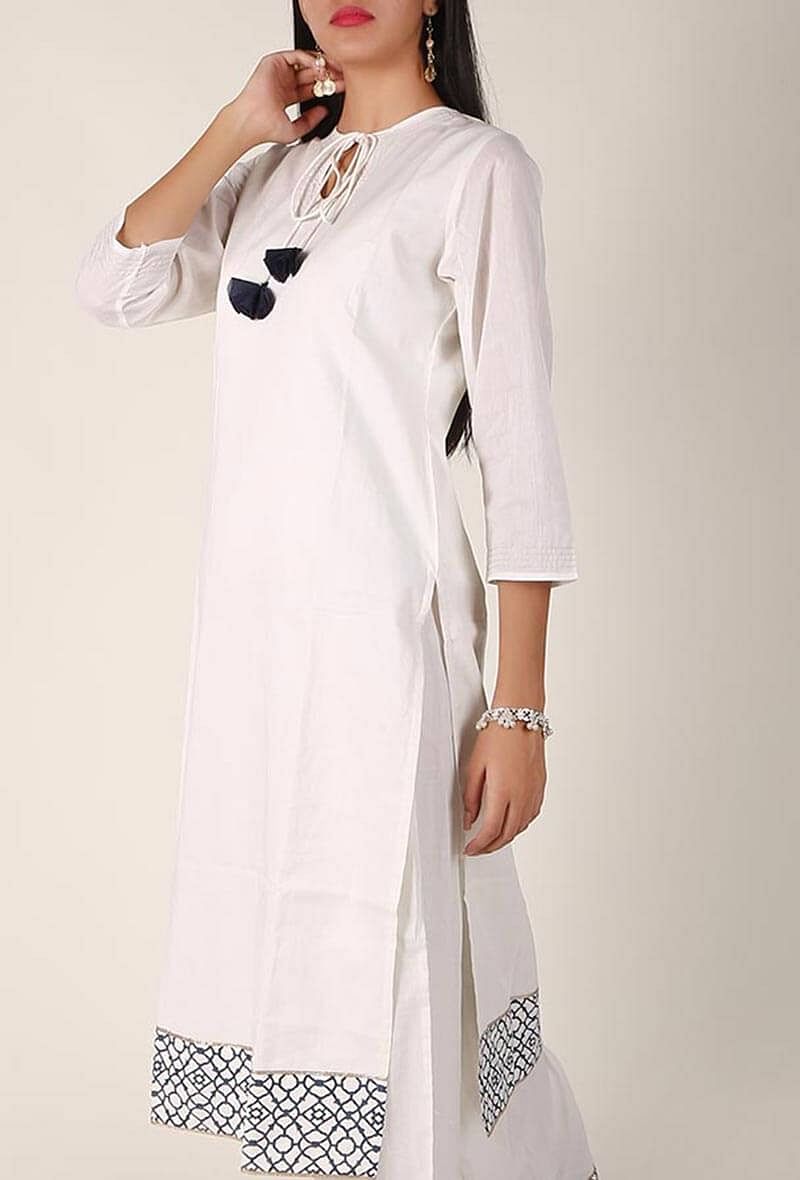 Black Handblocked Gota Work Cotton Kurta サイズ XS