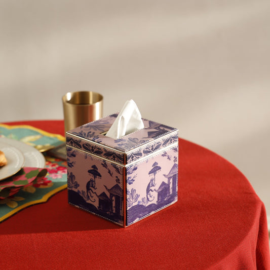 【Pure Home + Living】 Far East Pink Faux Leather Tissue Box｜ファーイースト ピンク フェイクレザー ティッシュボックス｜14×14×5.5cm