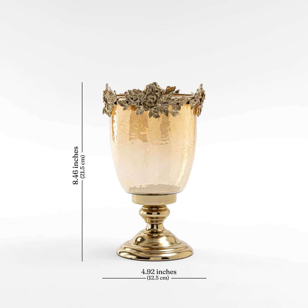 【Pure Home + Living】 Light Amber Lustre & Gold Hurricane - Small｜ライトアンバー ラスター＆ゴールド ハリケーン（S）｜12.5×12.5×21.5cm