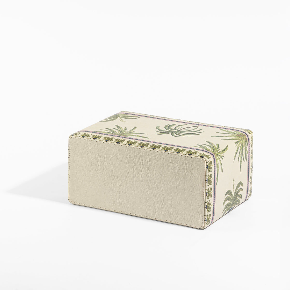 【Pure Home + Living】 Palmero Beige & Green Faux Leather 3-Part Organiser｜パルメロ ベージュ＆グリーン フェイクレザー 3 仕切りオーガナイザー｜31.5×21×15cm