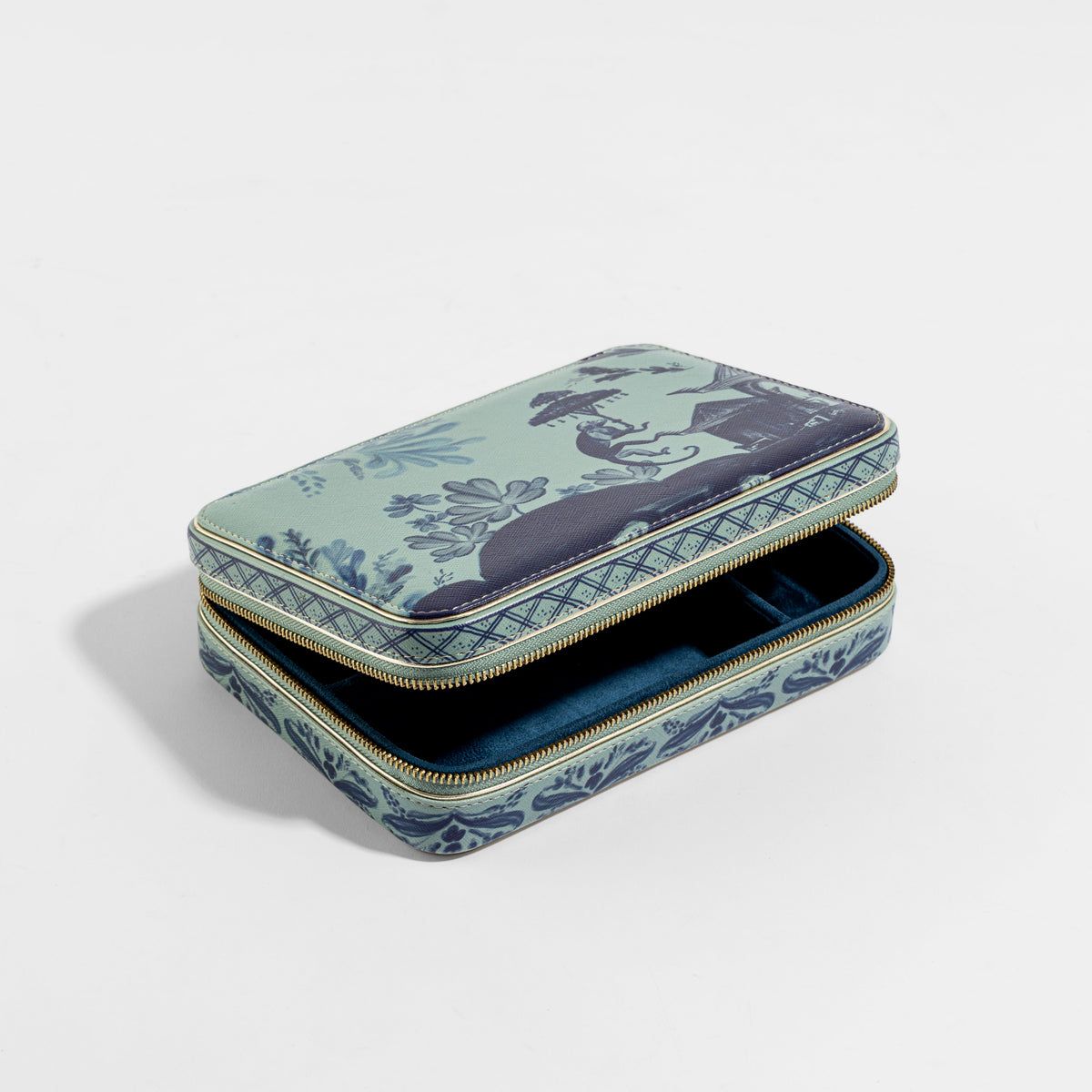 【Pure Home + Living】 Far East Blue Faux Leather Rectangular Jewellery Box｜ファーイースト ブルー フェイクレザー 長方形ジュエリーボックス｜24×16.5×6.5cm