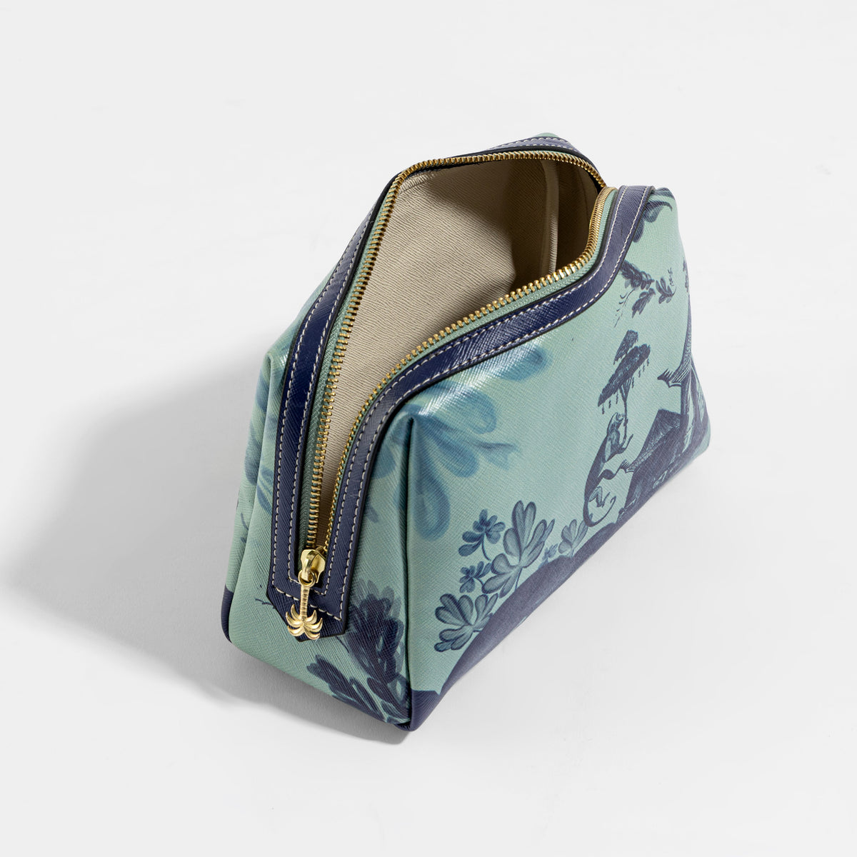 【Pure Home + Living】 Far East Blue Faux Leather Vanity Pouch - Large｜ファーイースト ブルー フェイクレザー バニティポーチ（L）｜23×8×16.5cm