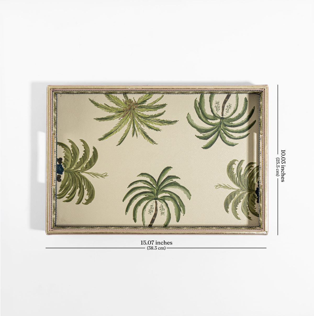 【Pure Home + Living】 Palmero Beige & Green Faux Leather Rectangular Tray｜パルメロ ベージュ＆グリーン フェイクレザー 長方形トレイ｜38.3×25.5×5cm