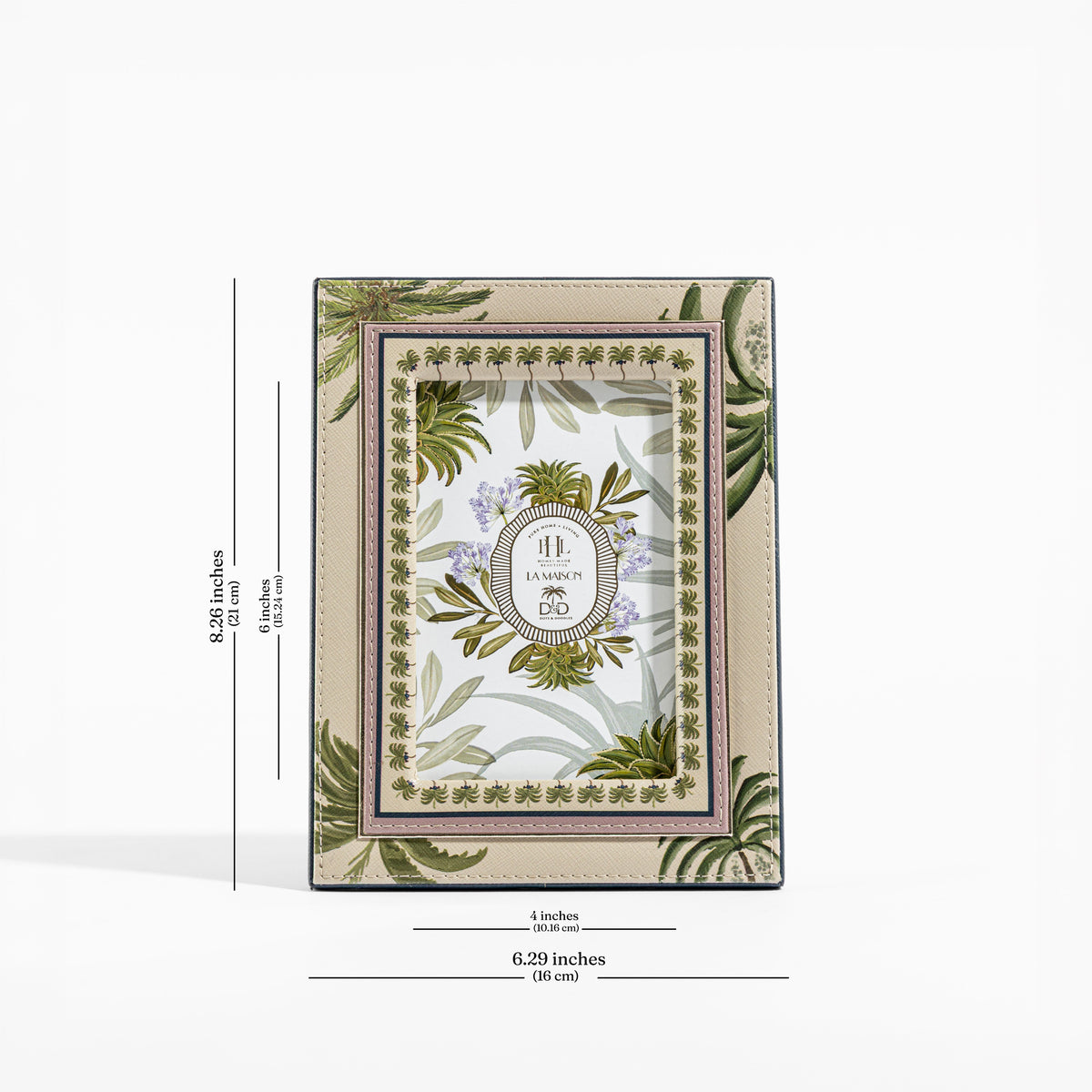 【Pure Home + Living】 Palmero Beige & Green Faux Leather Photo Frame｜パルメロ ベージュ＆グリーン フェイクレザー フォトフレーム｜21×16×2cm