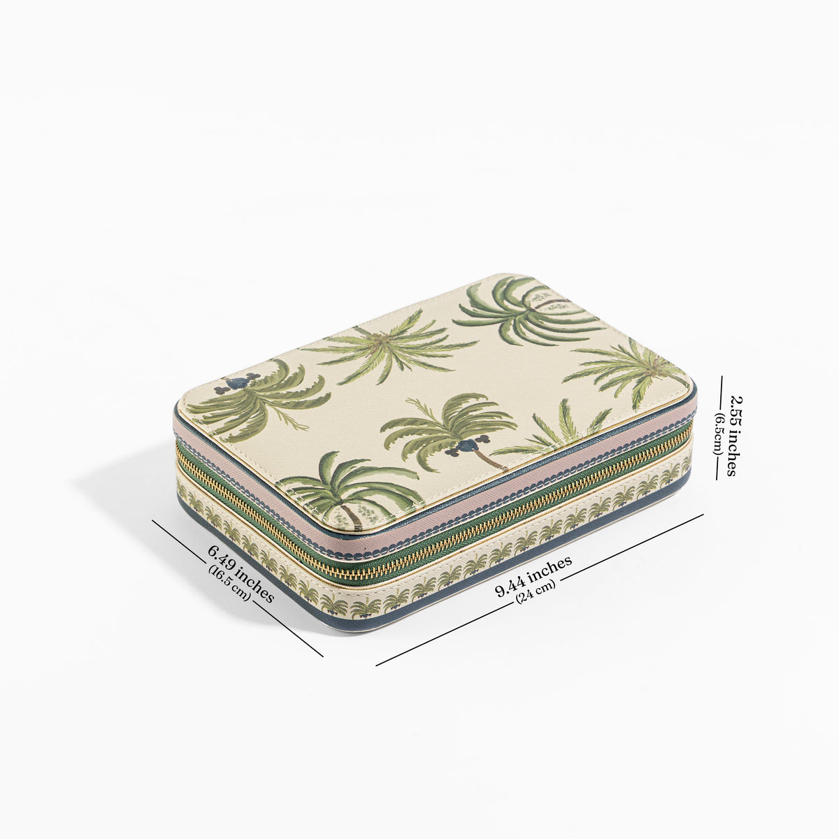 【Pure Home + Living】 Palmero Beige & Green Faux Leather Rectangular Jewellery Box｜パルメロ ベージュ＆グリーン フェイクレザー 長方形ジュエリーボックス｜24×16.5×6.5cm