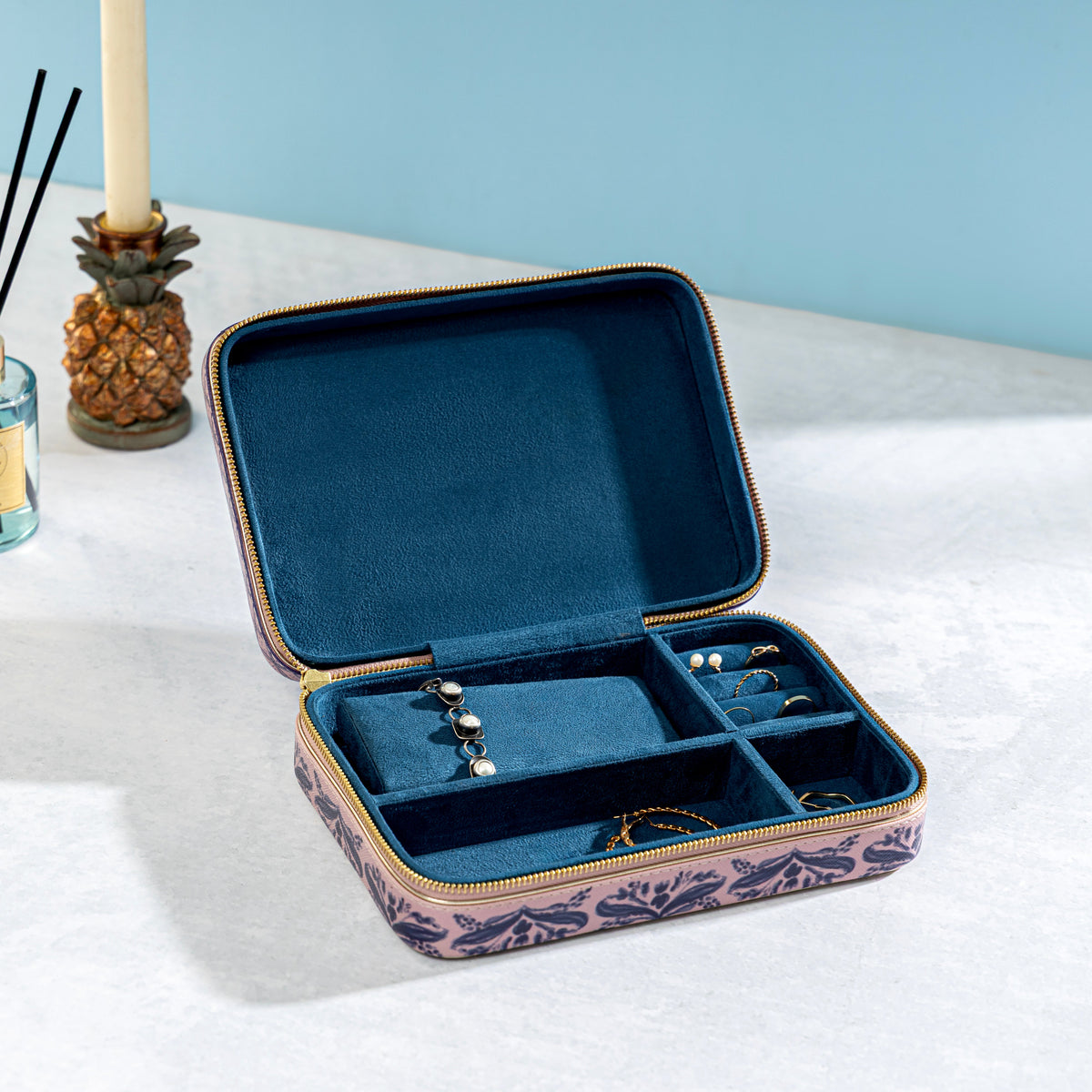 【Pure Home + Living】 Far East Pink Faux Leather Rectangular Jewellery Box｜ファーイースト ピンク フェイクレザー 長方形ジュエリーボックス｜24×16.5×6.5cm