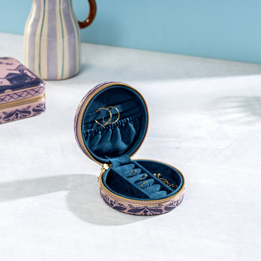 【Pure Home + Living】 Far East Pink Faux Leather Round Jewellery Box｜ファーイースト ピンク フェイクレザー 丸型ジュエリーボックス｜14×14×5.5cm