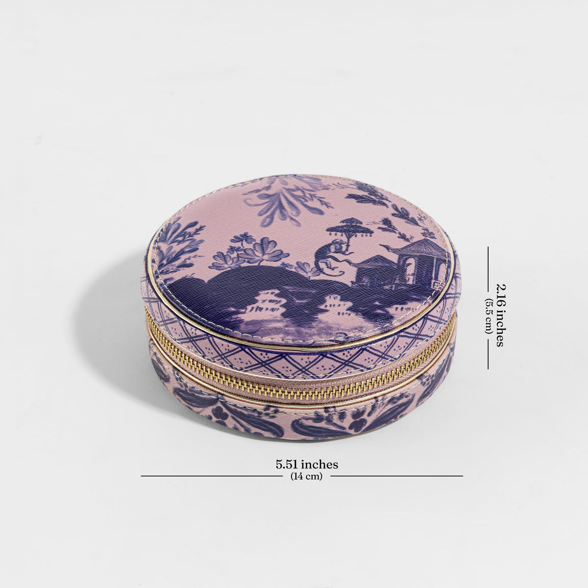 【Pure Home + Living】 Far East Pink Faux Leather Round Jewellery Box｜ファーイースト ピンク フェイクレザー 丸型ジュエリーボックス｜14×14×5.5cm
