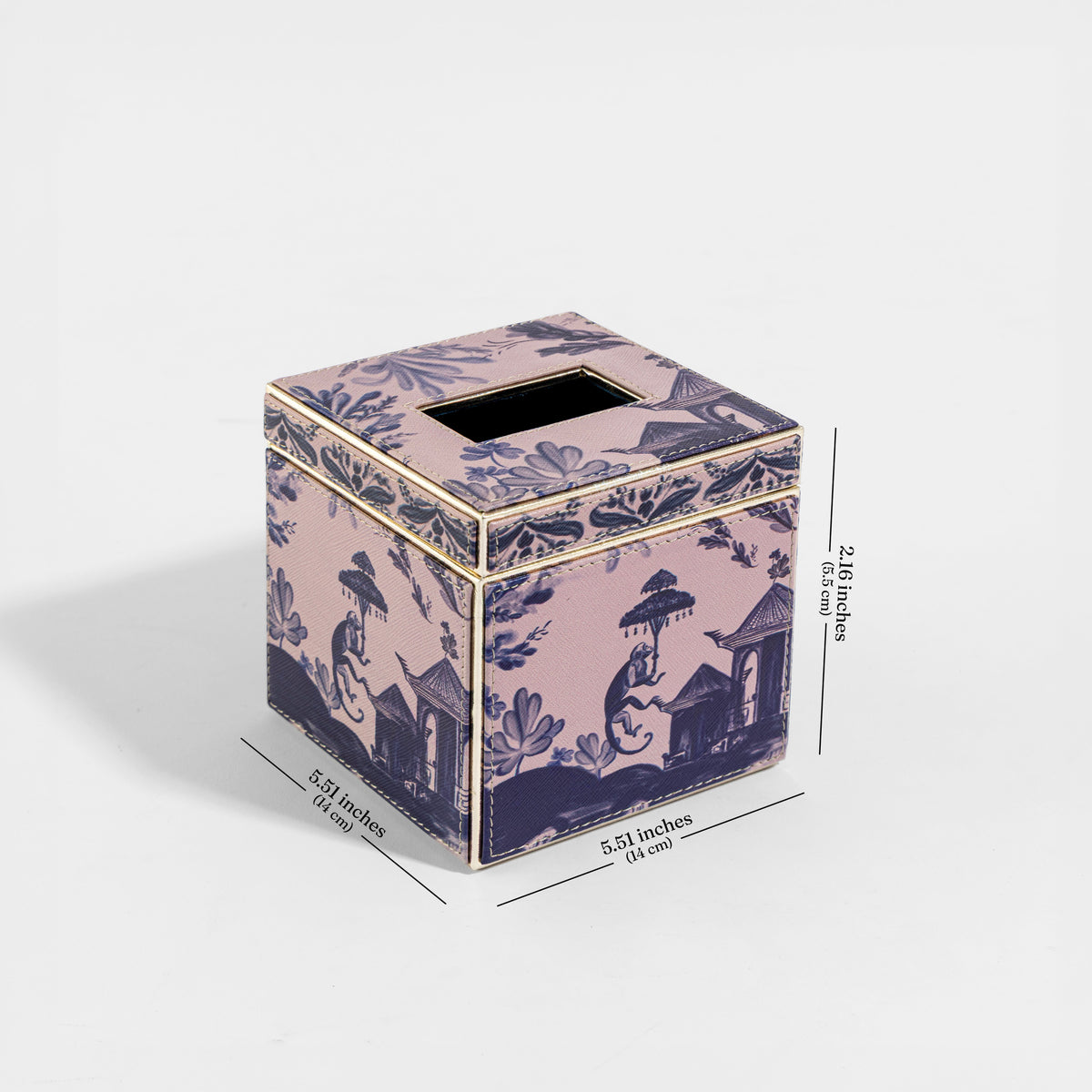 【Pure Home + Living】 Far East Pink Faux Leather Tissue Box｜ファーイースト ピンク フェイクレザー ティッシュボックス｜14×14×5.5cm